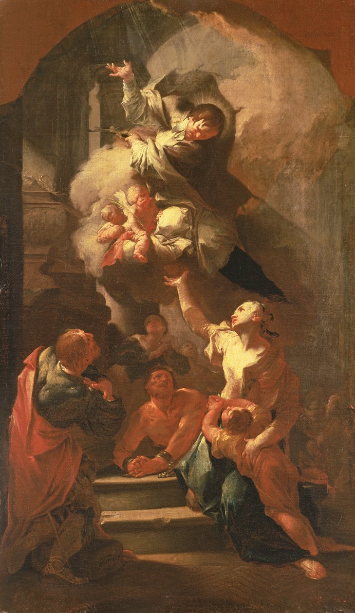 Nepomuki Szent János vigasztalja az elnyomottakat, 1748 körül alkotó: Paul Troger