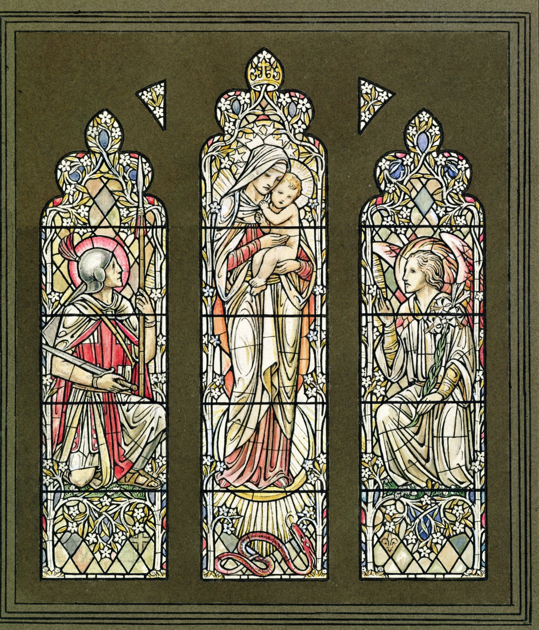 Tervezés ólomüveg ablakhoz, 1920-as évek vége alkotó: Paul Vincent Woodroffe