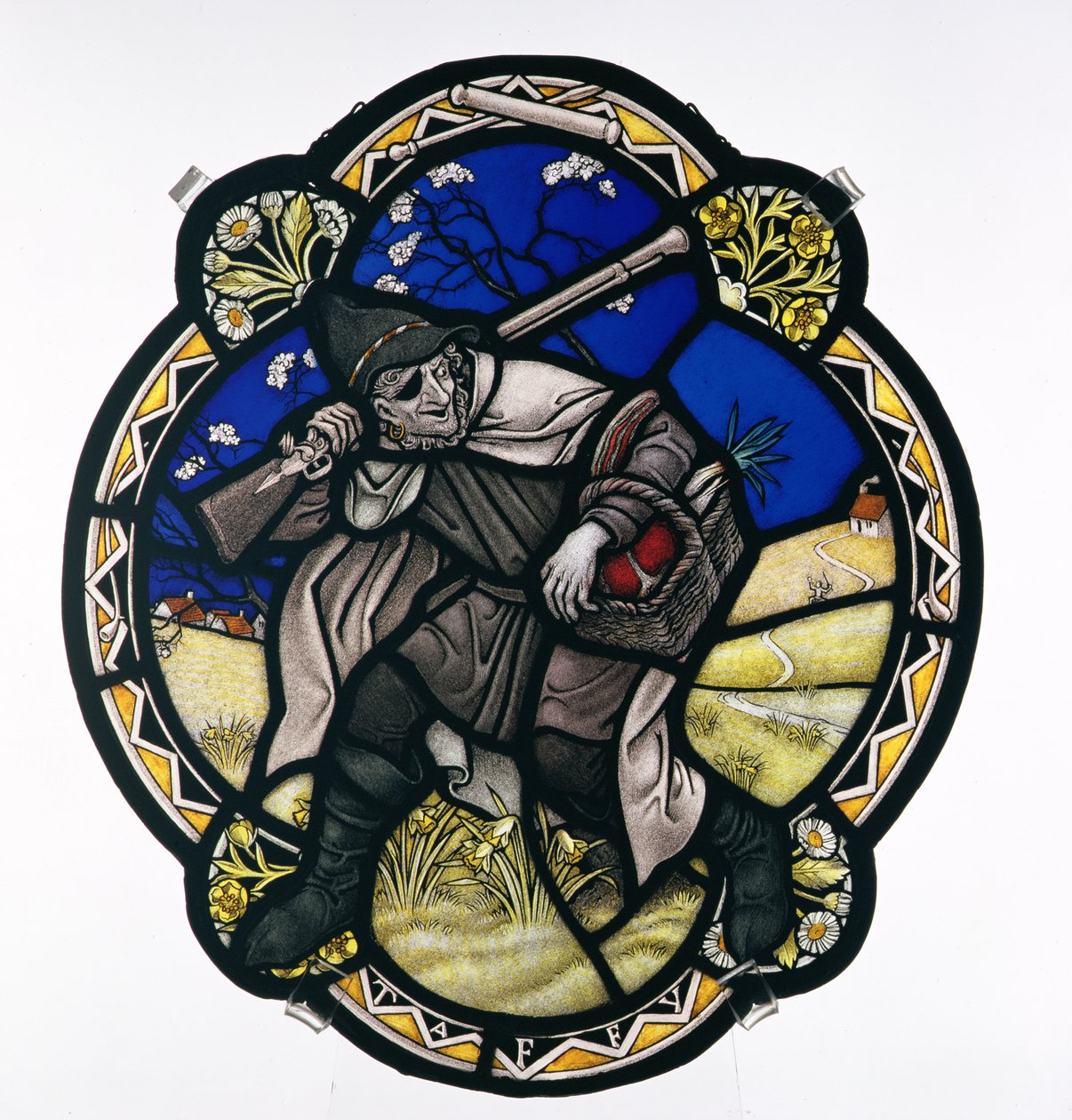 Taffy walesi származású, festett üvegtábla, 1930-37 körül alkotó: Paul Vincent Woodroffe