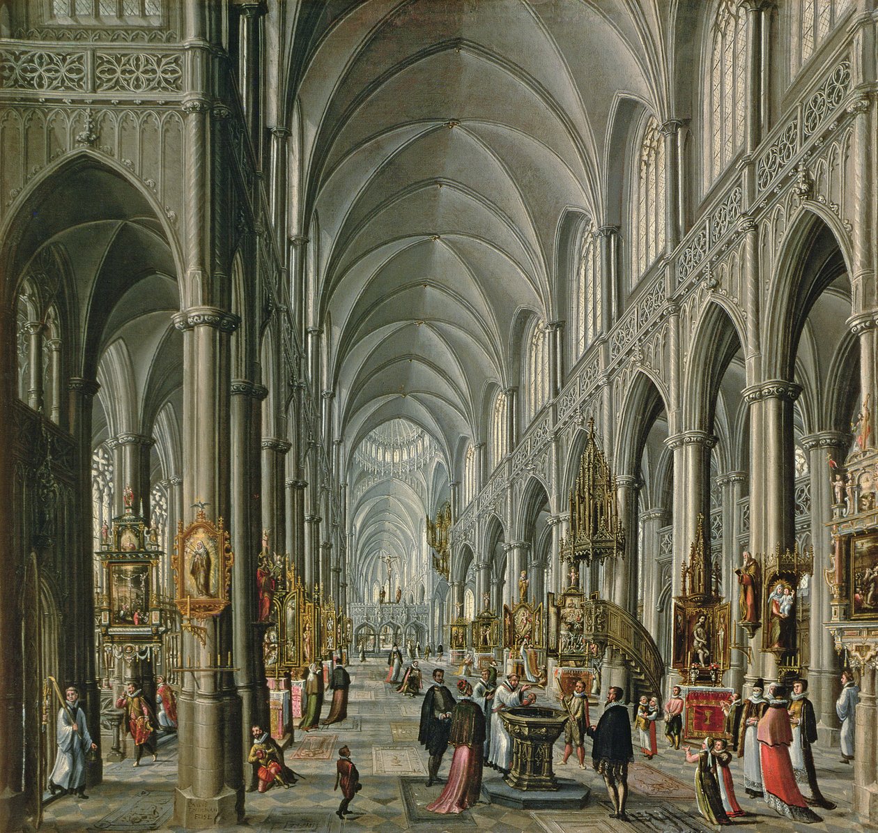 Gótikus templom belseje, 1596-97 alkotó: Paul Vredeman de Vries