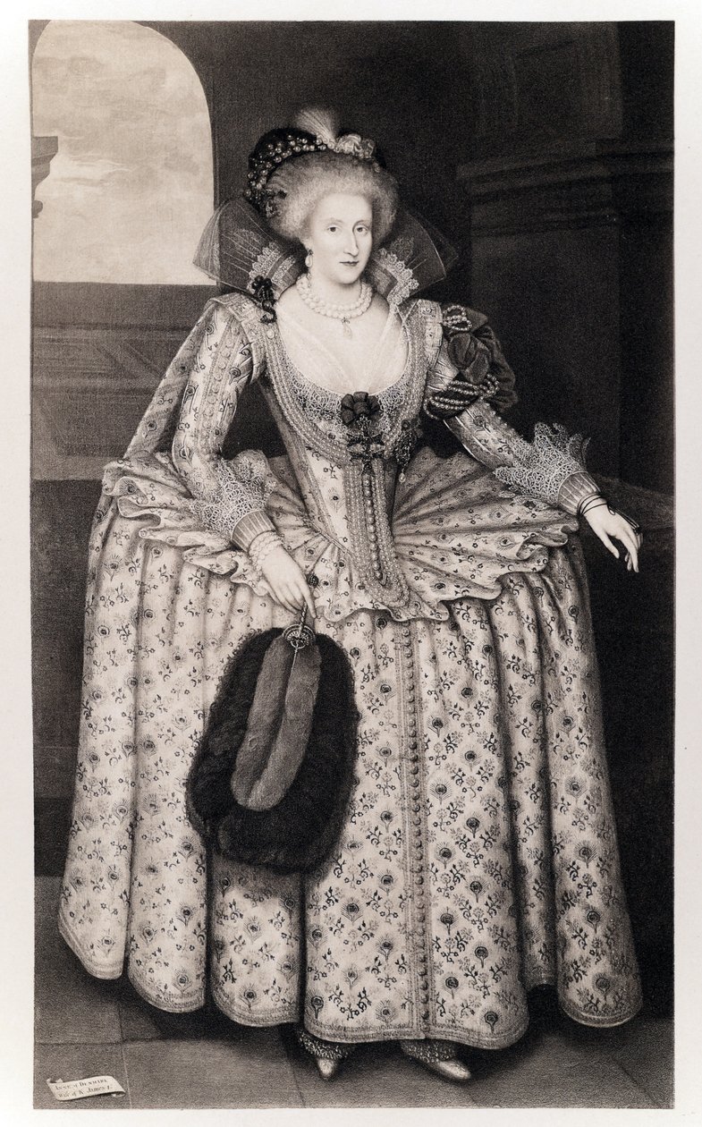 Anna dán királynő (1574-1619) az "I. és VI. Jakab" című műből, nyomtatta a Manzi Joyant és Co. Párizs, 1904 (kollotípia) alkotó: Paul van Somer