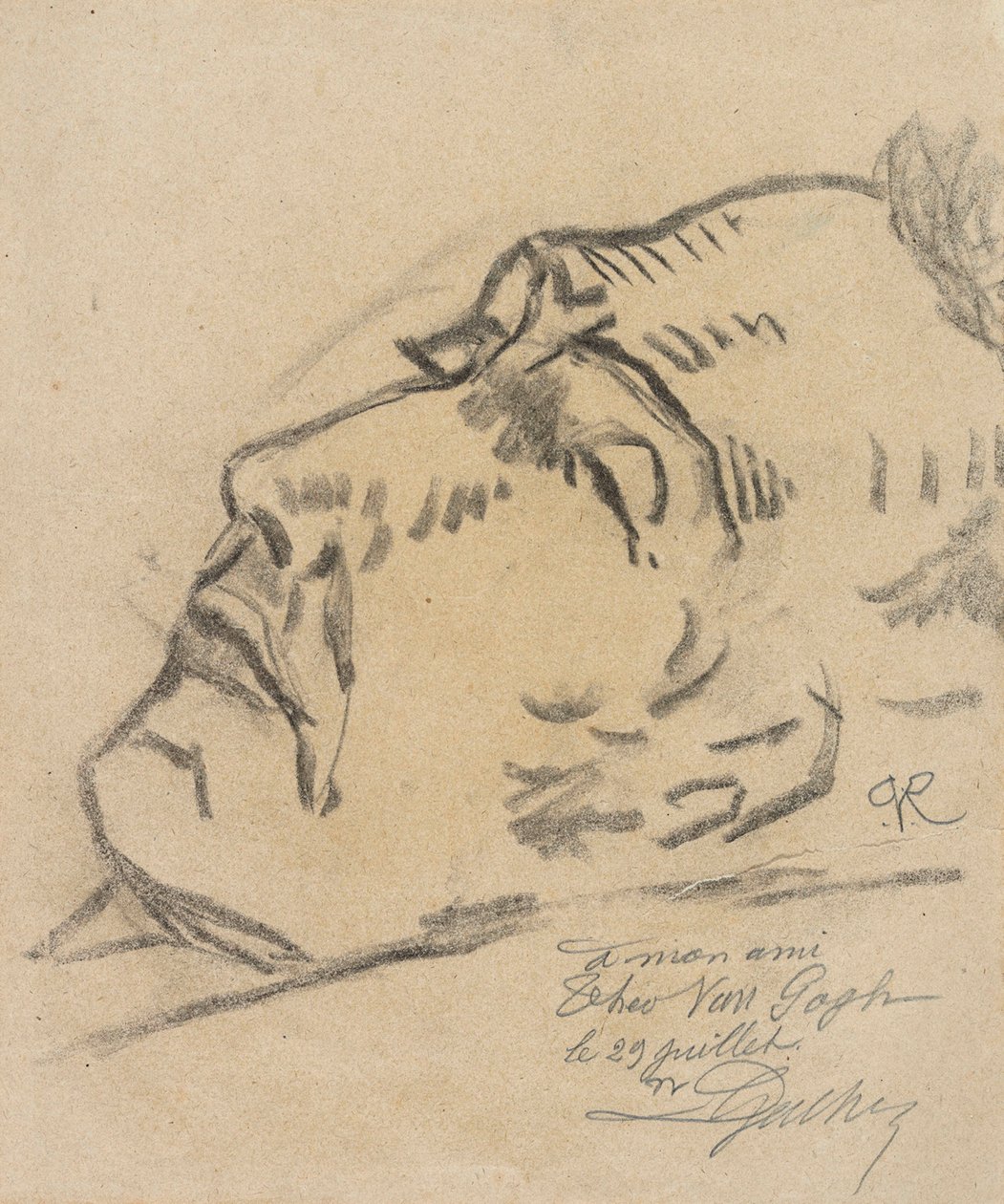 Vincent van Gogh (1853-1890) a halálos ágyán, Paul Ferdinand van Ryssel (Paul Gachet álneve) rajza alkotó: Paul  Gachet