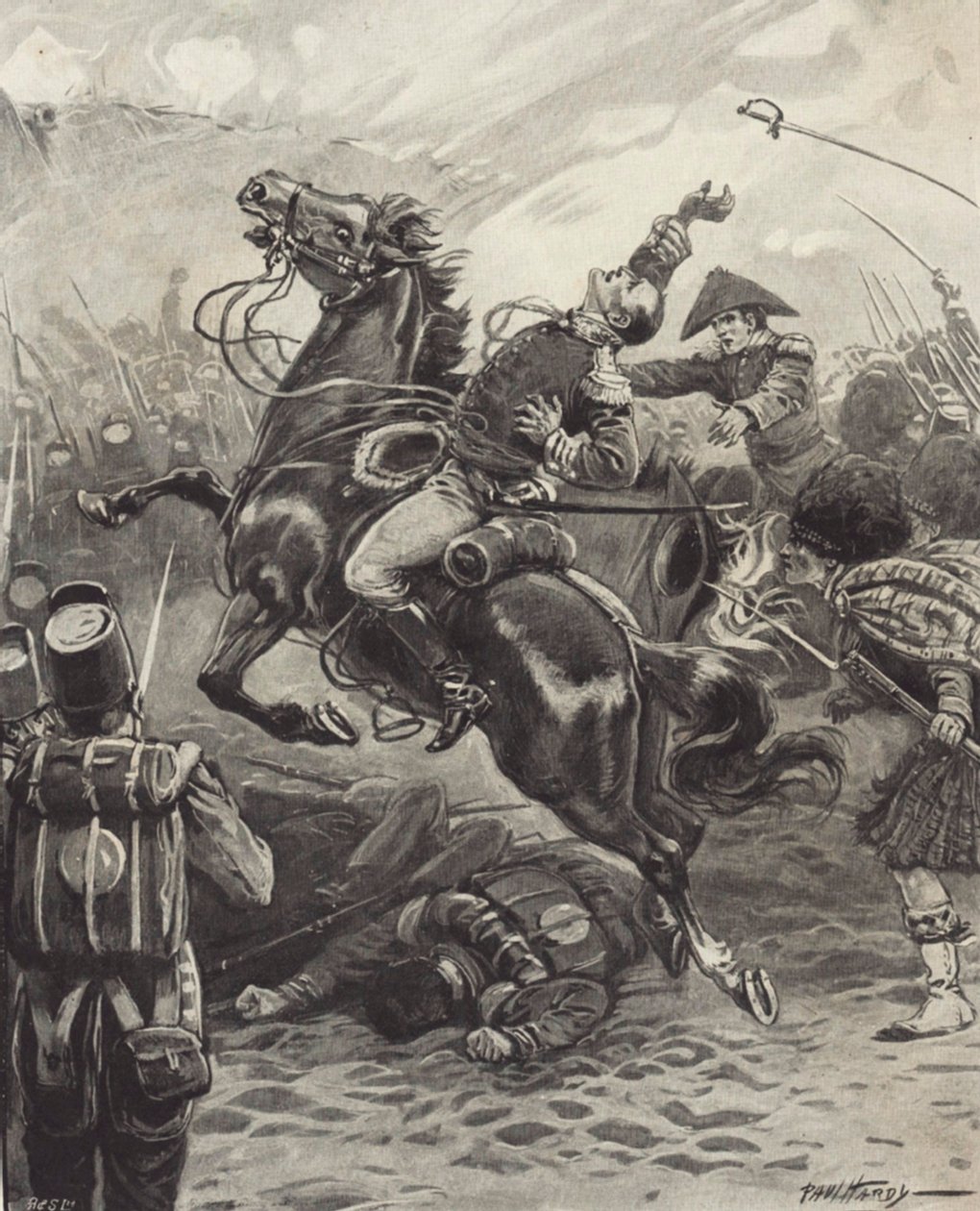 Edward Pakenham halála a New Orleans-i csatában (litho) alkotó: Paul (after) Hardy