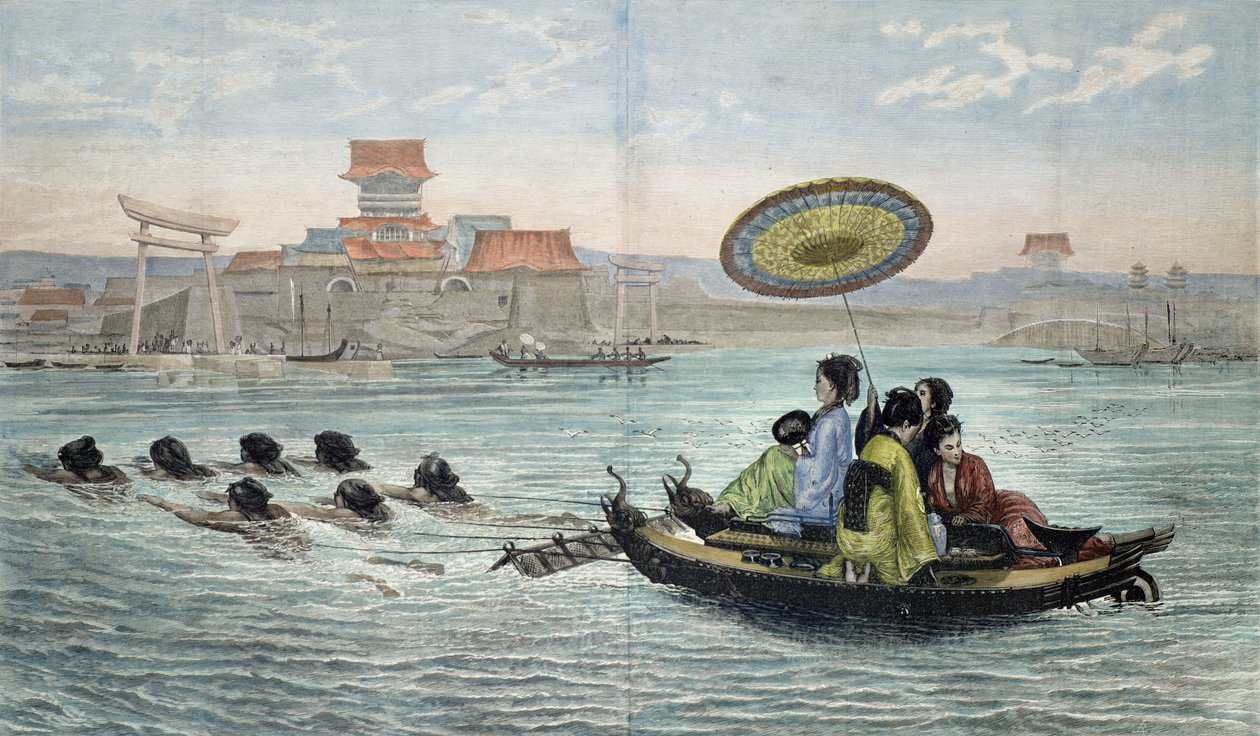 A japán barque (színes litho) alkotó: Paul (after) Lenoir