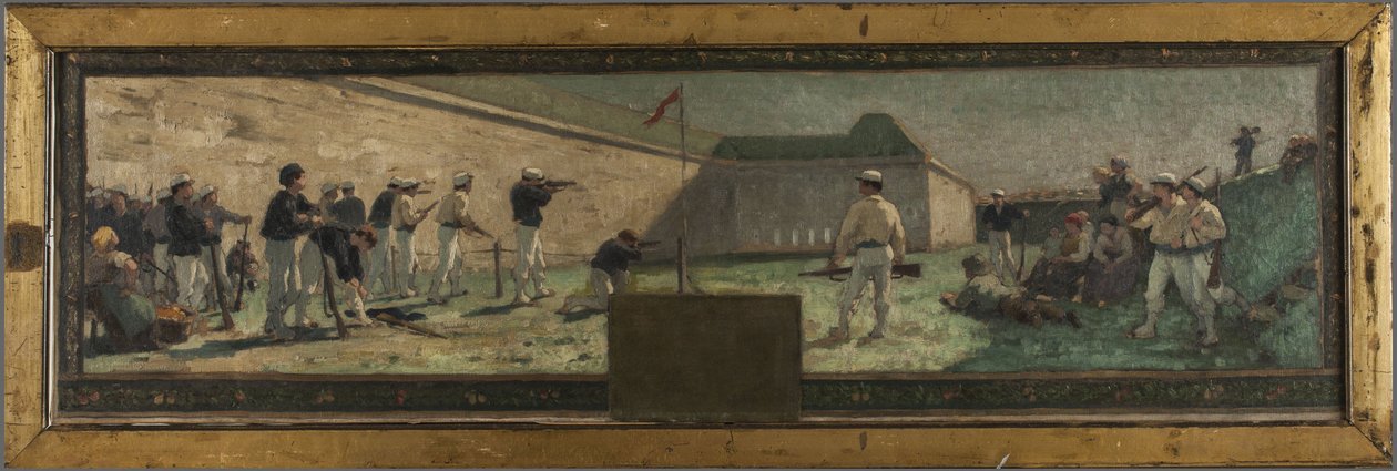 Az Arcueil-Cachan városháza vázlata: Le Tir, 1888-ban (olaj, vászon) alkotó: Paul Albert Baudouin