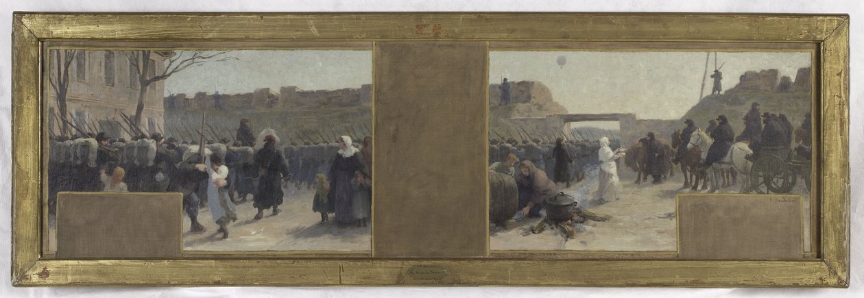 A Hôtel de Ville prefektusi irodájának vázlata: Párizs 1870-es ostromakor távozó csapatok. alkotó: Paul Albert Baudouin