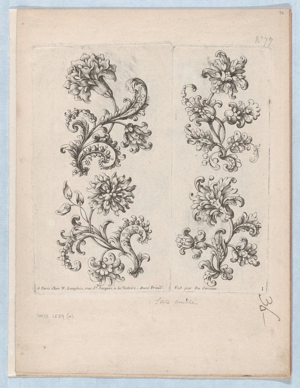 Kis virágmotívumok sorozata, 1. tábla, kb. 1670-85., kb. 1670-85. alkotó: Paul Androuet Du Cerceau