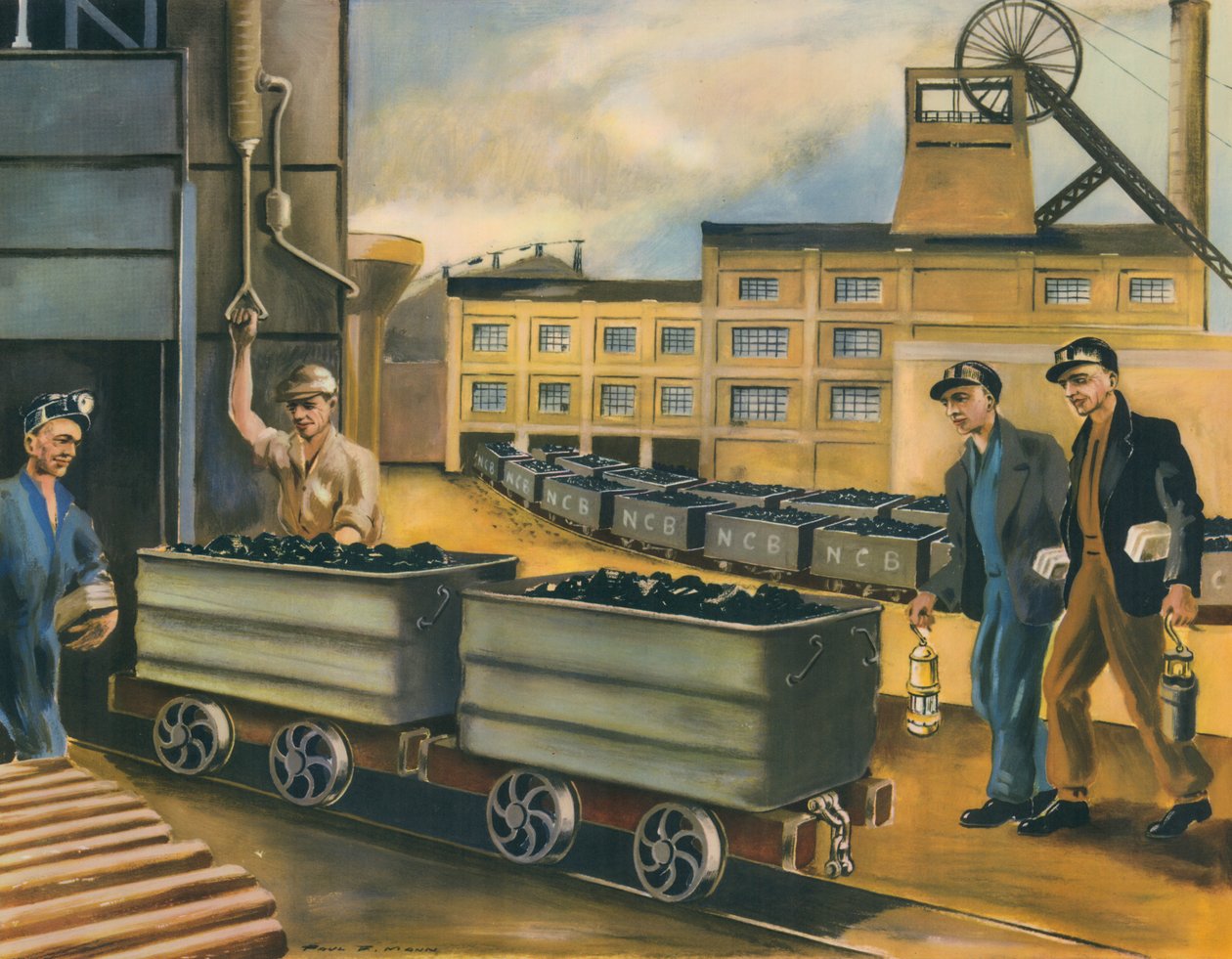 Egy szénbánya feje az Egyesült Királyságban (színes litográfia) alkotó: Paul B. Mann
