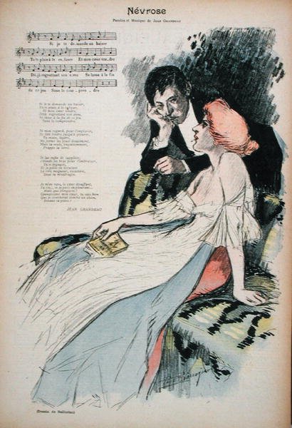 Neurosis, illusztráció Jean Grandeau verséhez, 1896 körül (színes litó) alkotó: Paul Balluriau