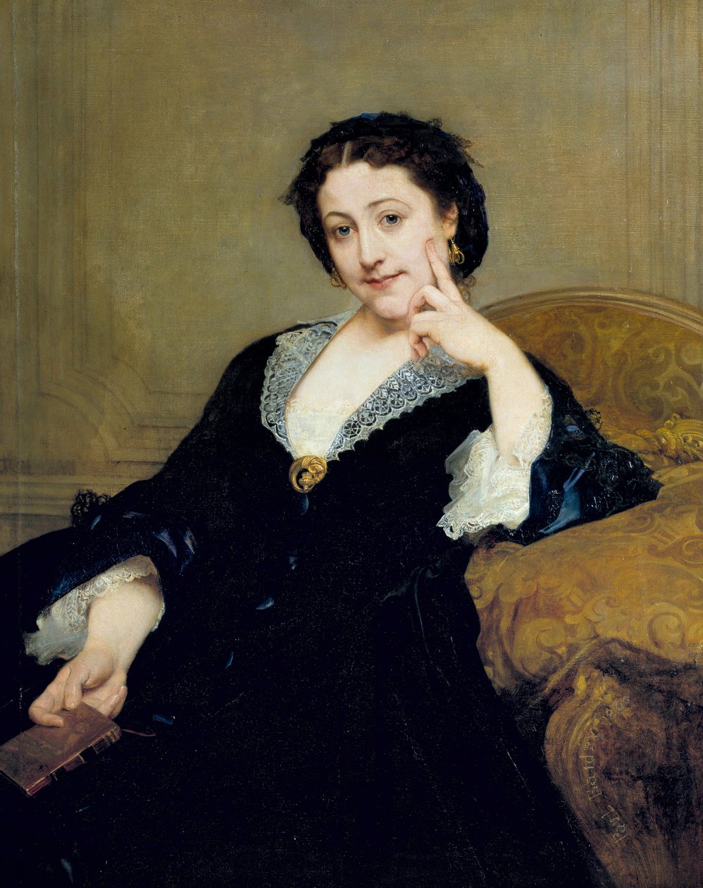 Madeleine Brohan (1833-1900) portréja Paul Baudry (1828-1885) Comedie Francaise című festményéből 1860 V. 1,06 x 0,84 m Párizs, Muse d