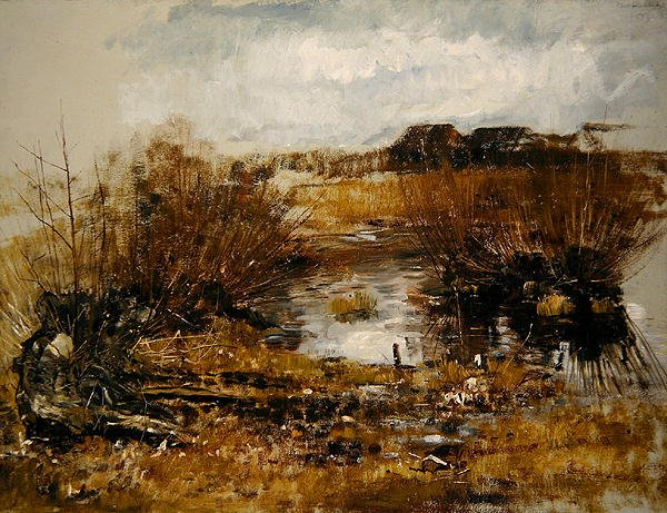 Waterhole fűzfa cserjékkel alkotó: Paul Baum