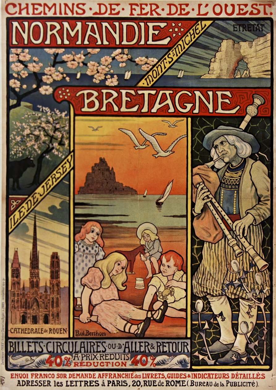 Nyugati Vasutak. Normandia, Bretagne, 1900. alkotó: Paul Berthon