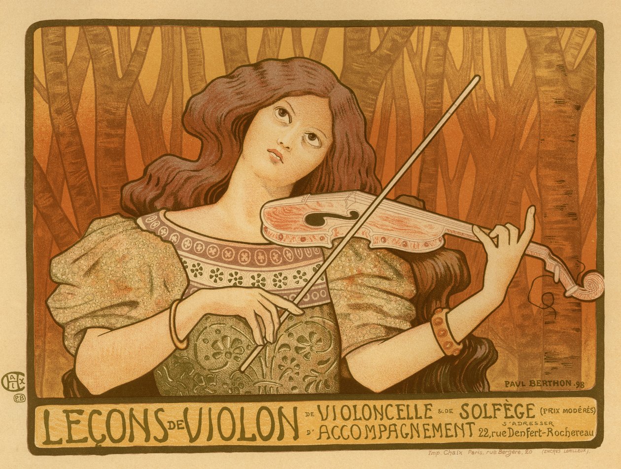 Hegedűleckék plakát, 1898 alkotó: Paul Berthon