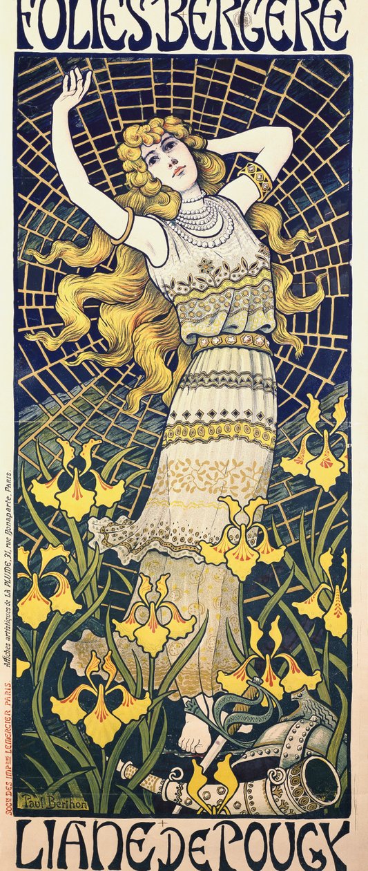 Liane de Pougy táncosnő (1869-1950) plakátja a párizsi Folies Bergere-ben alkotó: Paul Berthon