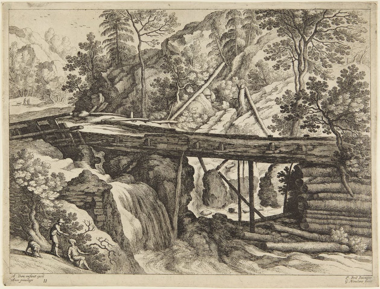 Híd és vízesés alkotó: Paul Bril