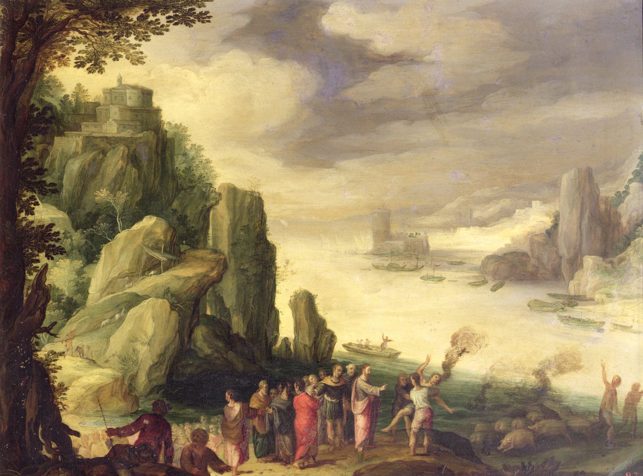 Krisztus ördögöket űz (olaj a rézre) alkotó: Paul Bril