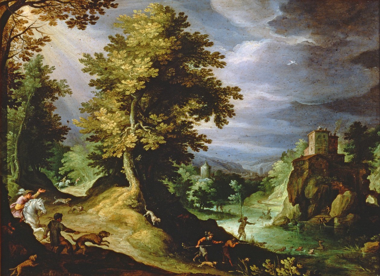 Táj szarvasvadászattal, 1591 alkotó: Paul Bril