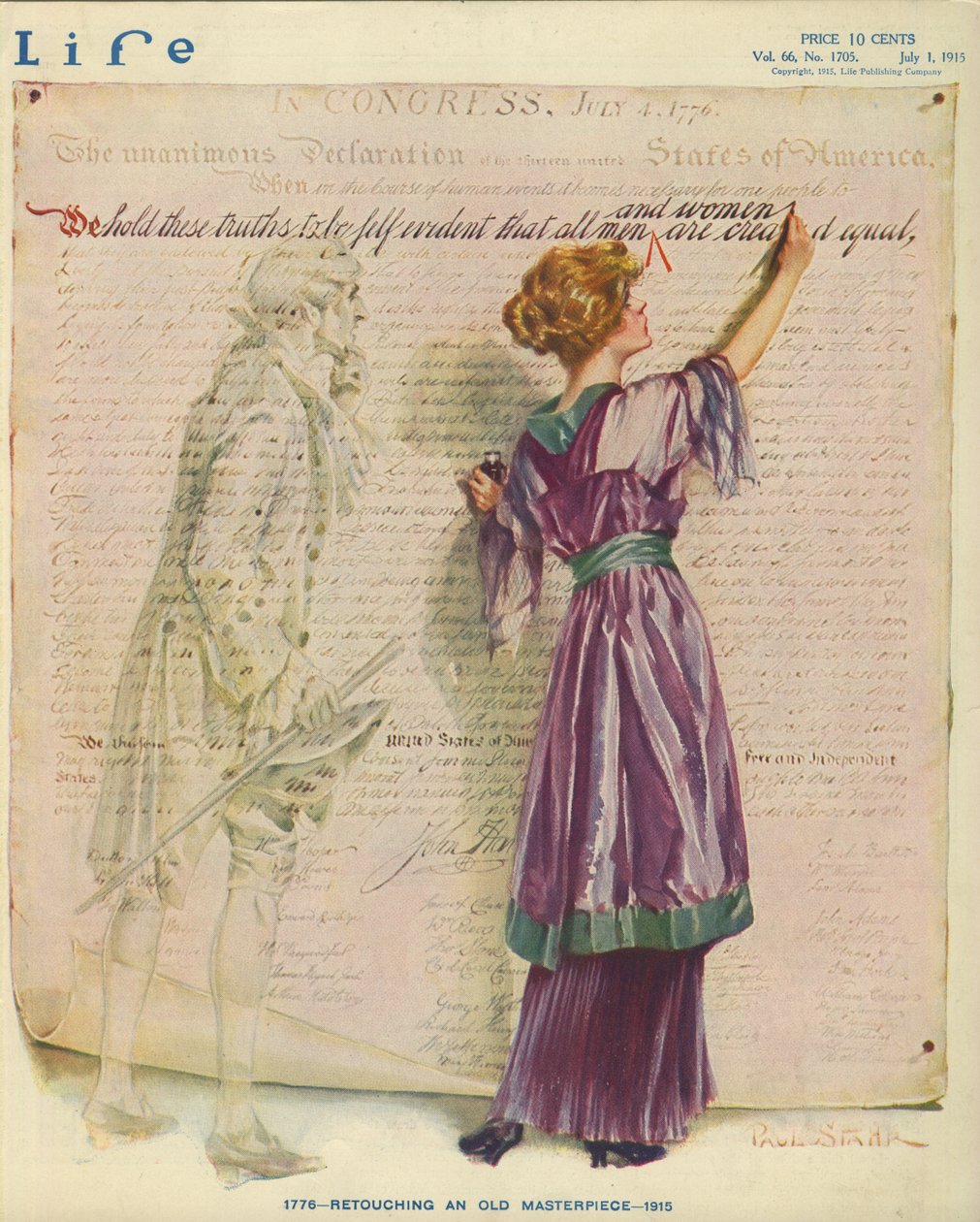 1776 - Egy régi mestermű retusálása - 1915, Life magazin címlapja alkotó: Paul C. Stahr