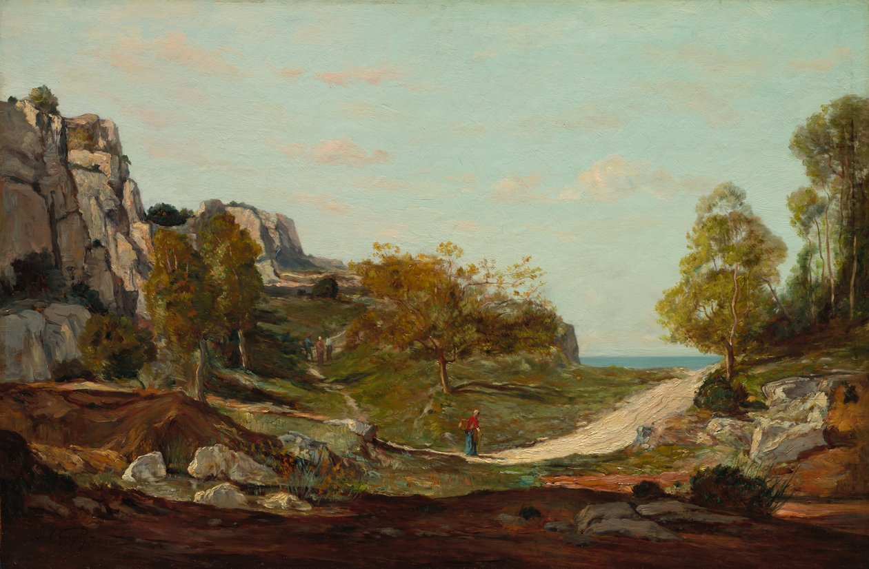 Tájkép Saint-Andréban, Marseille közelében, 1865 körül (olaj, fapanel) alkotó: Paul Camille Guigou