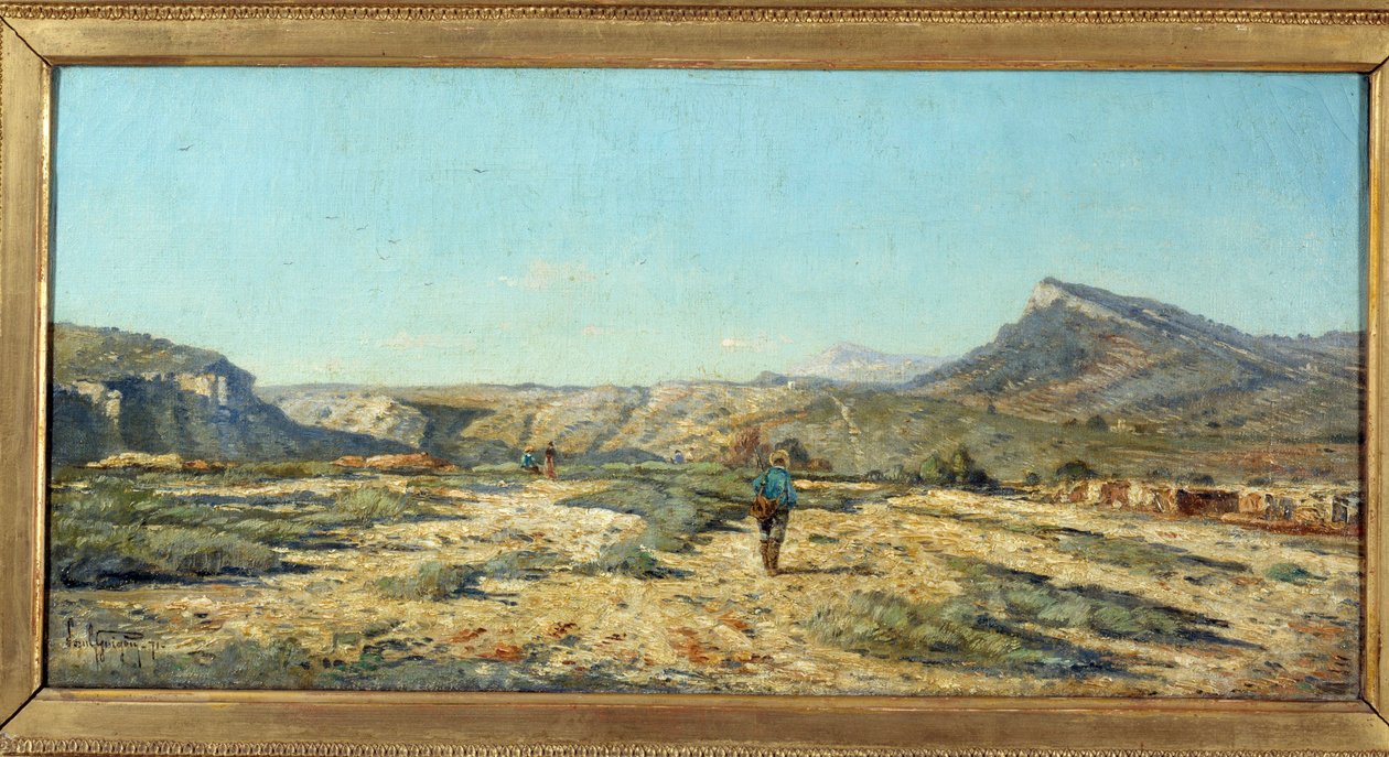 Allauch dombjai Egy sétáló Provence táján. Paul Camille Guigou (1834-1871) festménye alkotó: Paul Camille Guigou