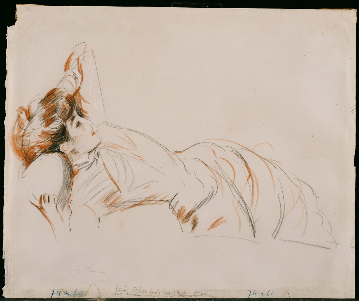 Elegáns hölgy fekve alkotó: Paul Cesar Helleu