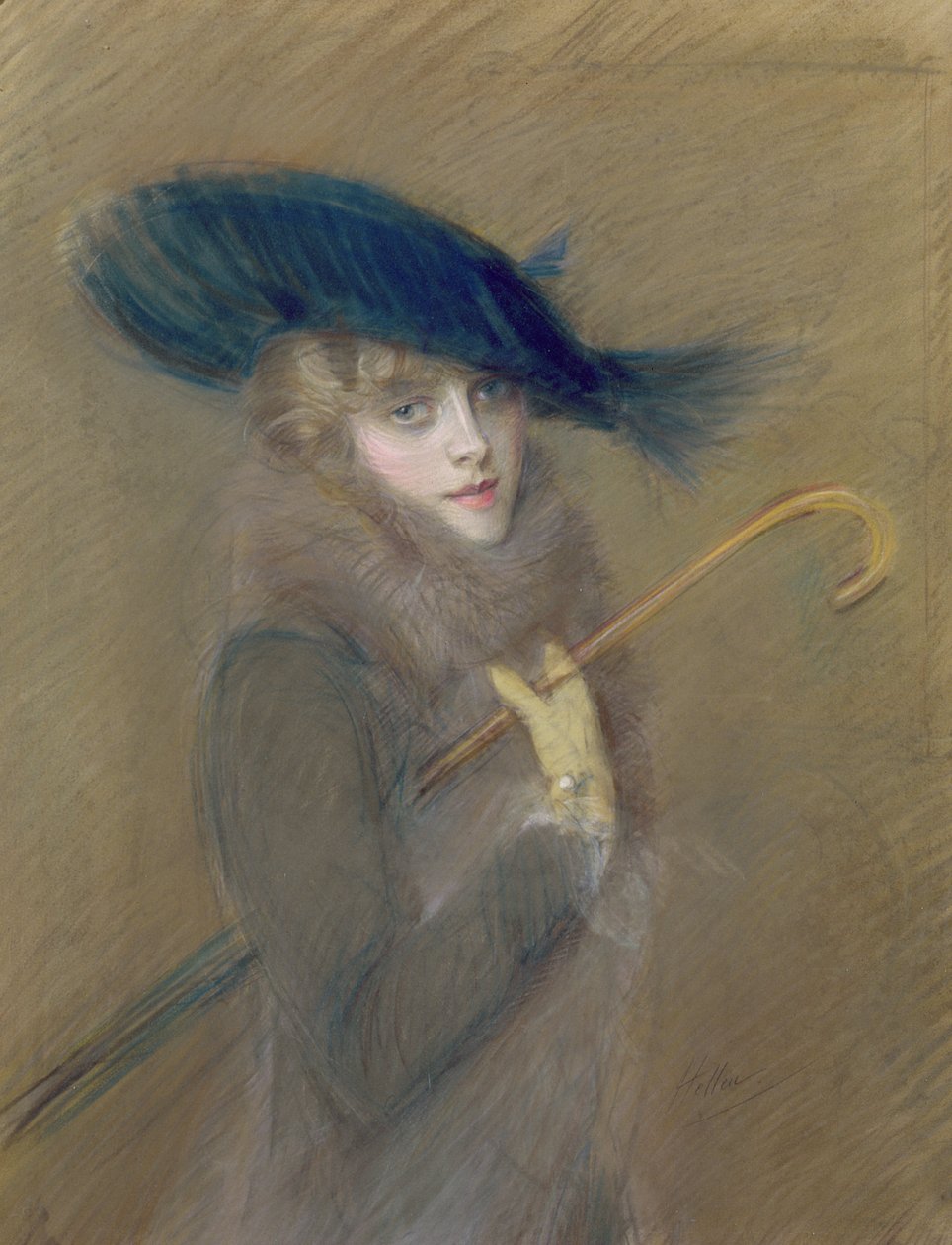 Elegáns hölgy (pasztell papíron) alkotó: Paul Cesar Helleu
