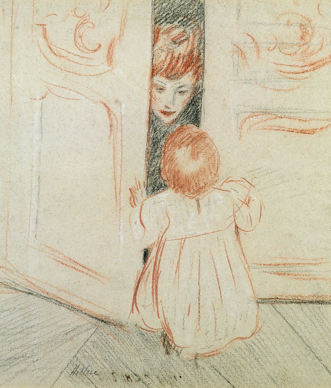 Bújócska (színes ceruza papíron) alkotó: Paul Cesar Helleu