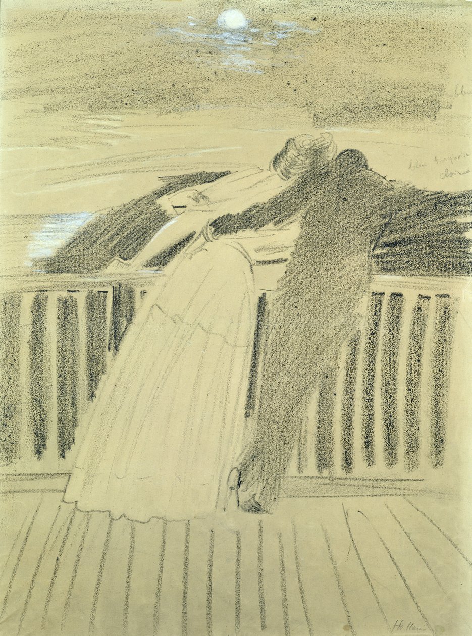 Jeanne Hugo és Jean Charcot a Hauteville House-ban, Guernsey-ben (pasztell, papíron) alkotó: Paul Cesar Helleu