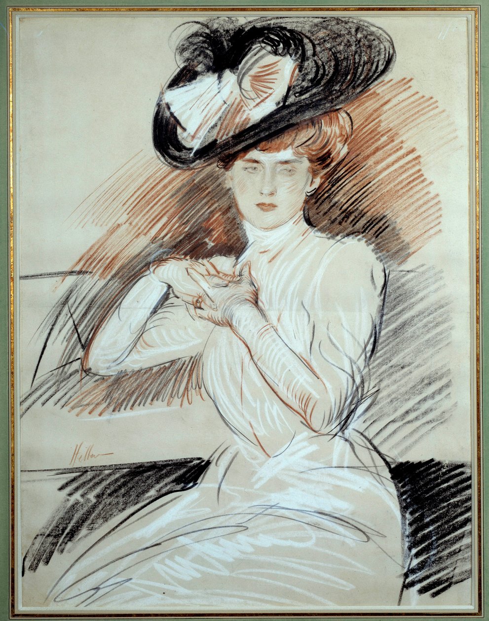 Helleu asszony. Rajz Paul Helleu (1859-1927), XX. Bayonne, Bonnat Múzeum alkotó: Paul Cesar Helleu