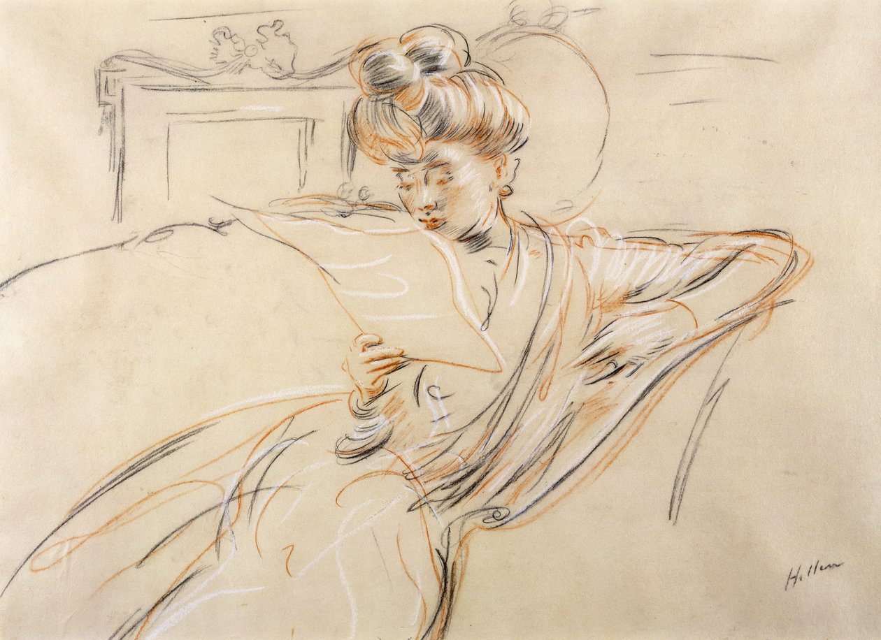 Madame Helleu Reading, alkotó: Paul Cesar Helleu
