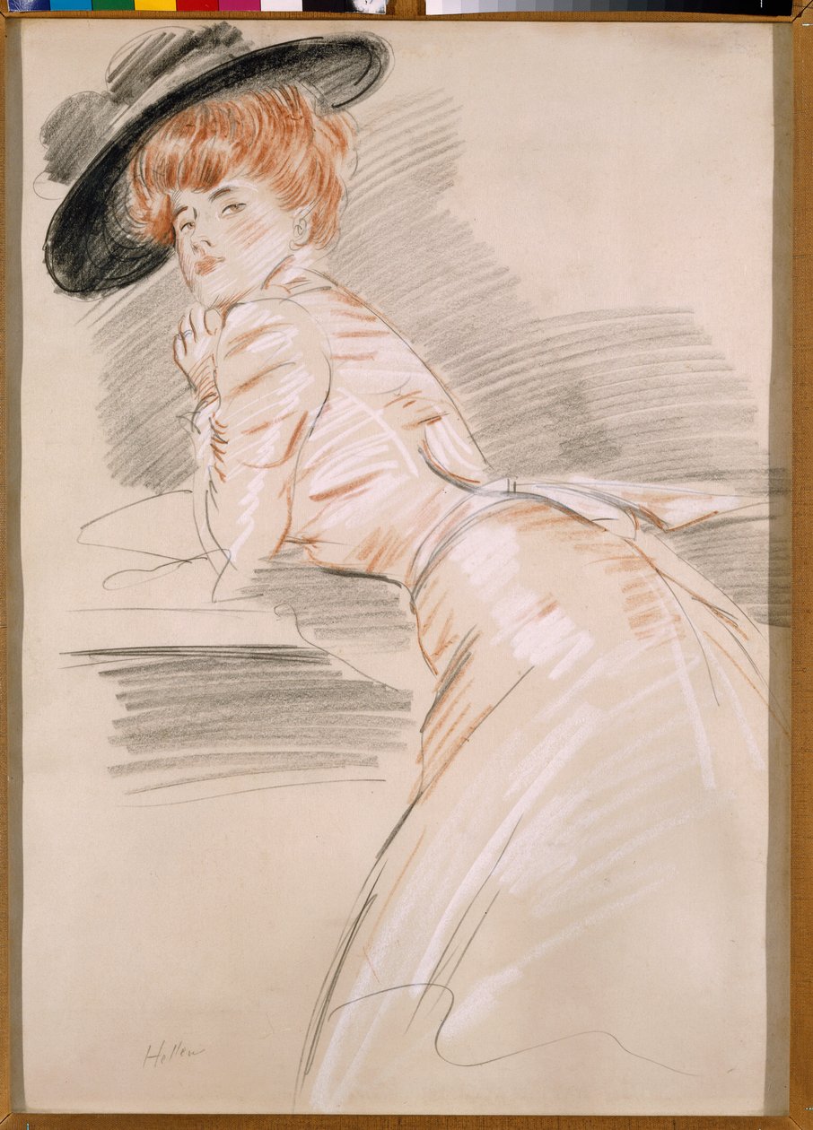 Madame Helleu kalapban alkotó: Paul Cesar Helleu