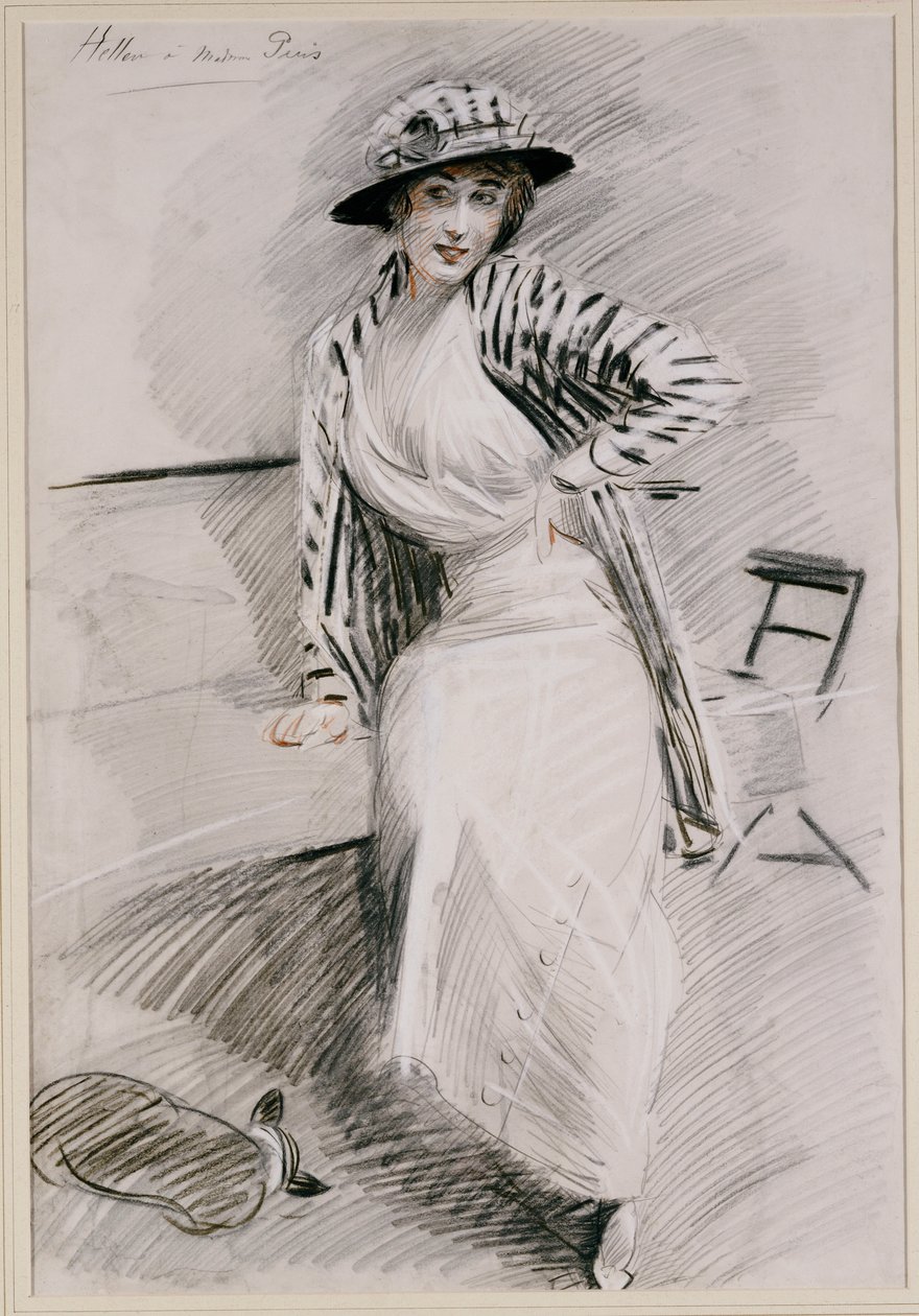 Madame Paris egy padon ülve alkotó: Paul Cesar Helleu