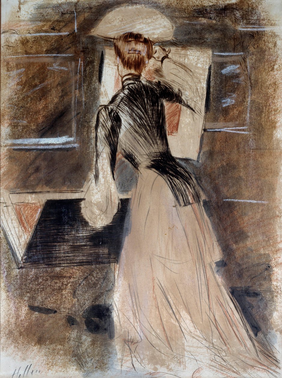 Madeleine Carlier egészalakos portréja. Helleu Pál (1859-1927), XX. század. Bayonne, Bonnat Múzeum alkotó: Paul Cesar Helleu