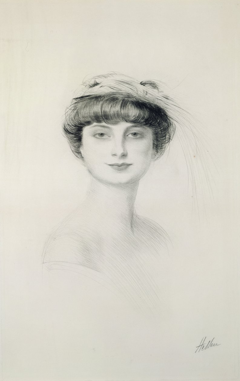 Anna de Noailles (1876-1933) portréja (gipszmetszet, papír) alkotó: Paul Cesar Helleu