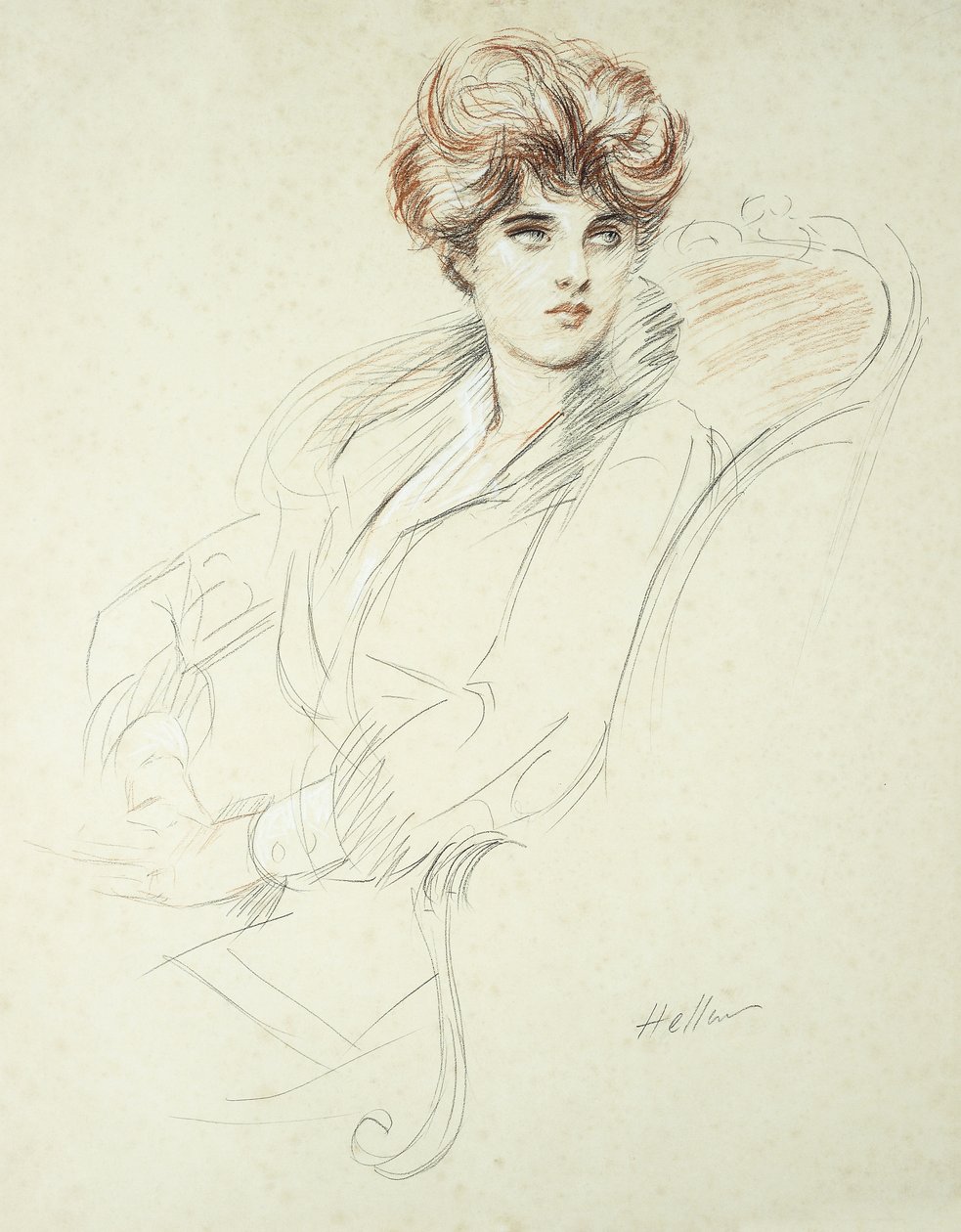 Hölgy portréja ülve, alkotó: Paul Cesar Helleu