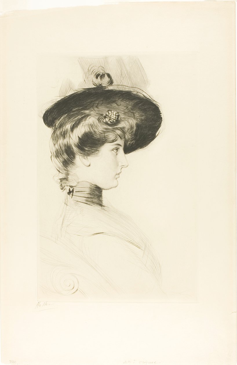 Egy kalapos nő portréja (Madame Letellier) alkotó: Paul Cesar Helleu