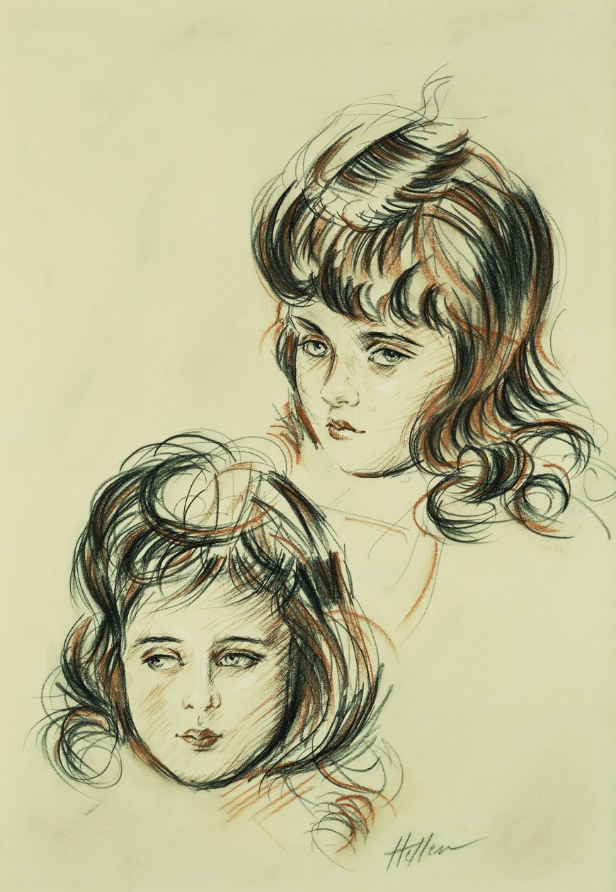 Két tanulmány Ellenről, a művész lányáról, alkotó: Paul Cesar Helleu