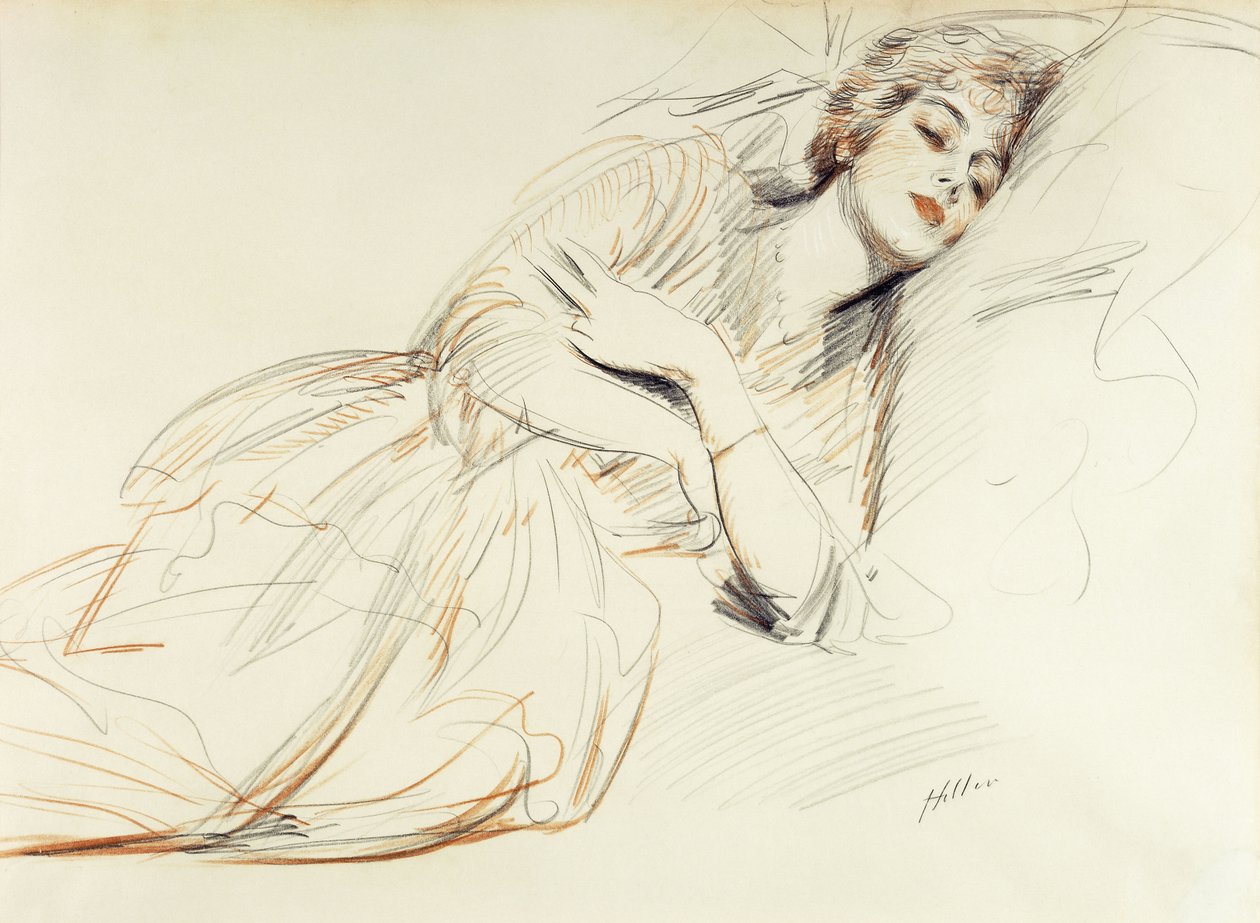 Fekvő nő; Hazug nő, alkotó: Paul Cesar Helleu