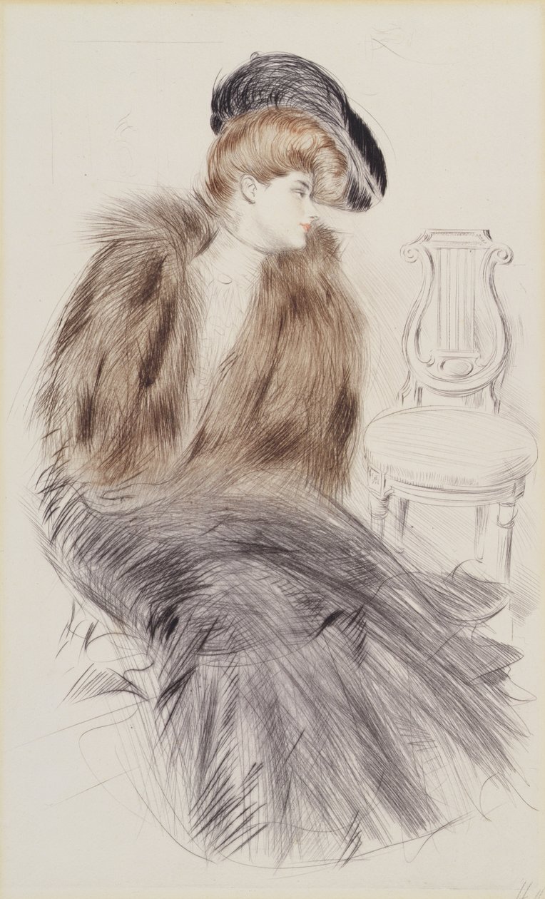 Ülő nő, 1895 körüli (száraztű, papír) alkotó: Paul Cesar Helleu