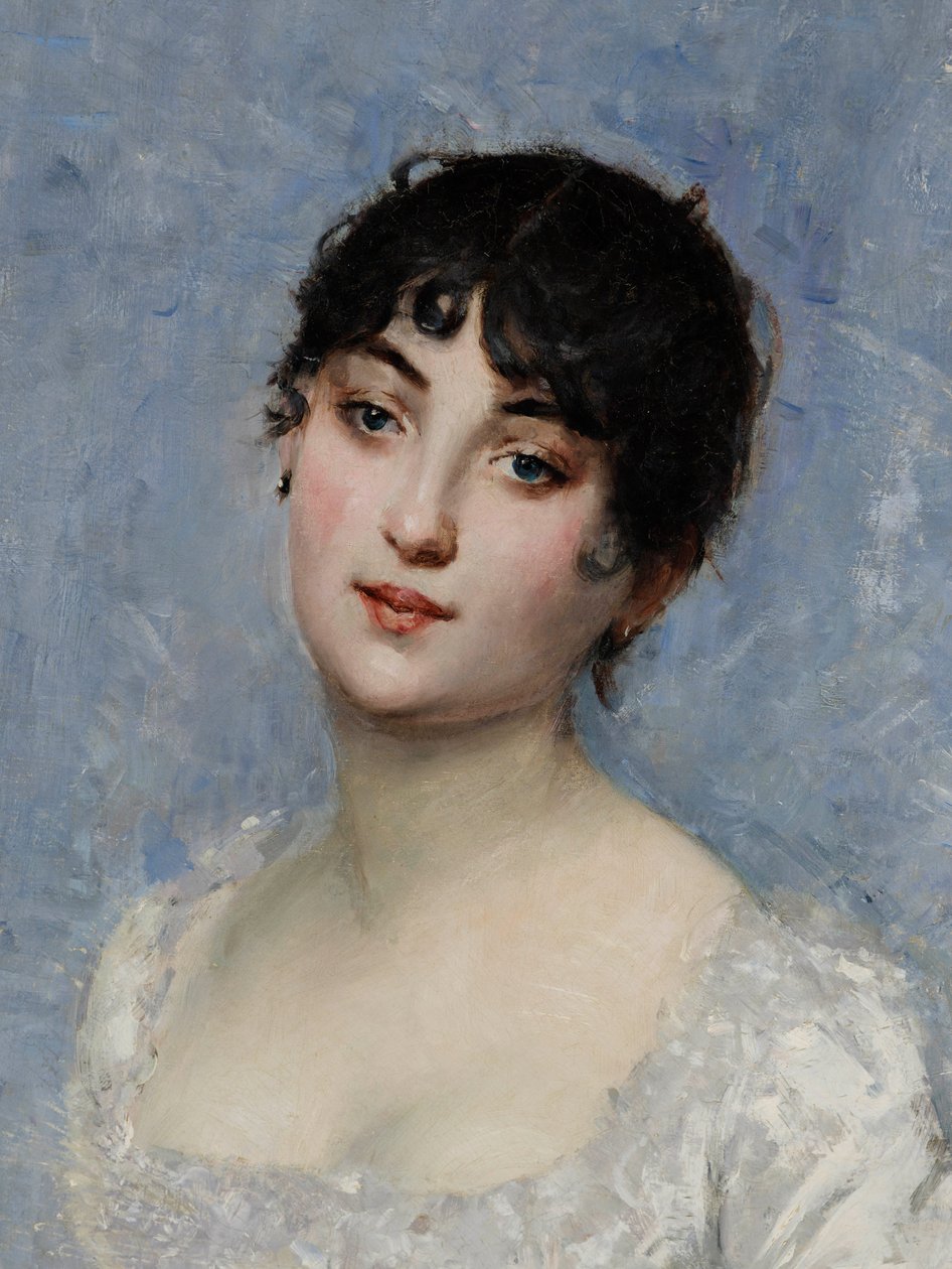 Fiatal hölgy fehérben alkotó: Paul Cesar Helleu