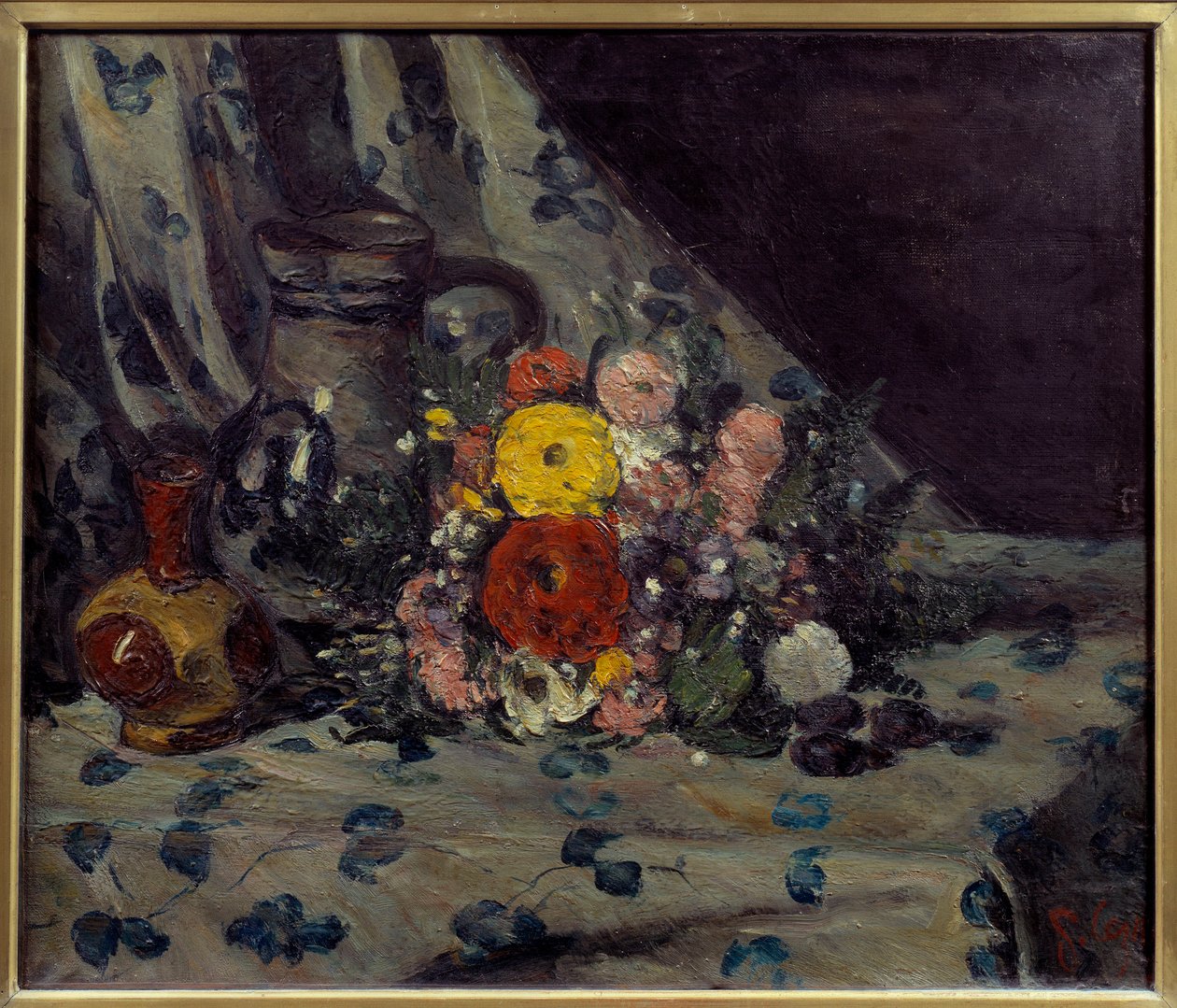 Csokor sárga dalhiával Paul Cezanne (1839-1906) festménye 1873 V. 0,54x0,64 m Párizs, Muse d