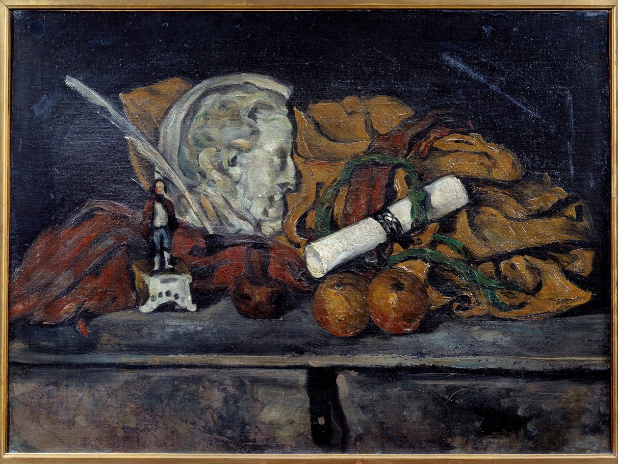 Cezanne kiegészítői. Philippe Solari csendélet medállal Paul Cezanne festménye (1839-1906) 1873 V. 0,6x0,8 m Párizs, Muse d