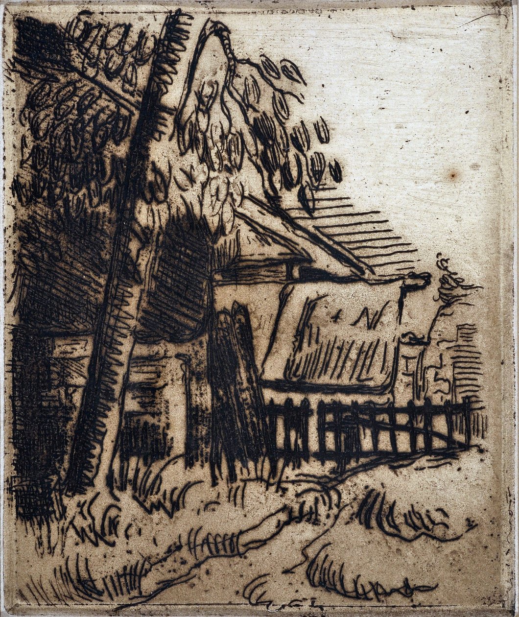 Ház Auvers-sur-Oise-ban (Auvers-sur-Oise). Paul Cezanne (1839-1906) metszete. Rézkarc. Nap: 13,4x11,1 cm. Granet Múzeum, Aix En Provence. alkotó: Paul Cézanne