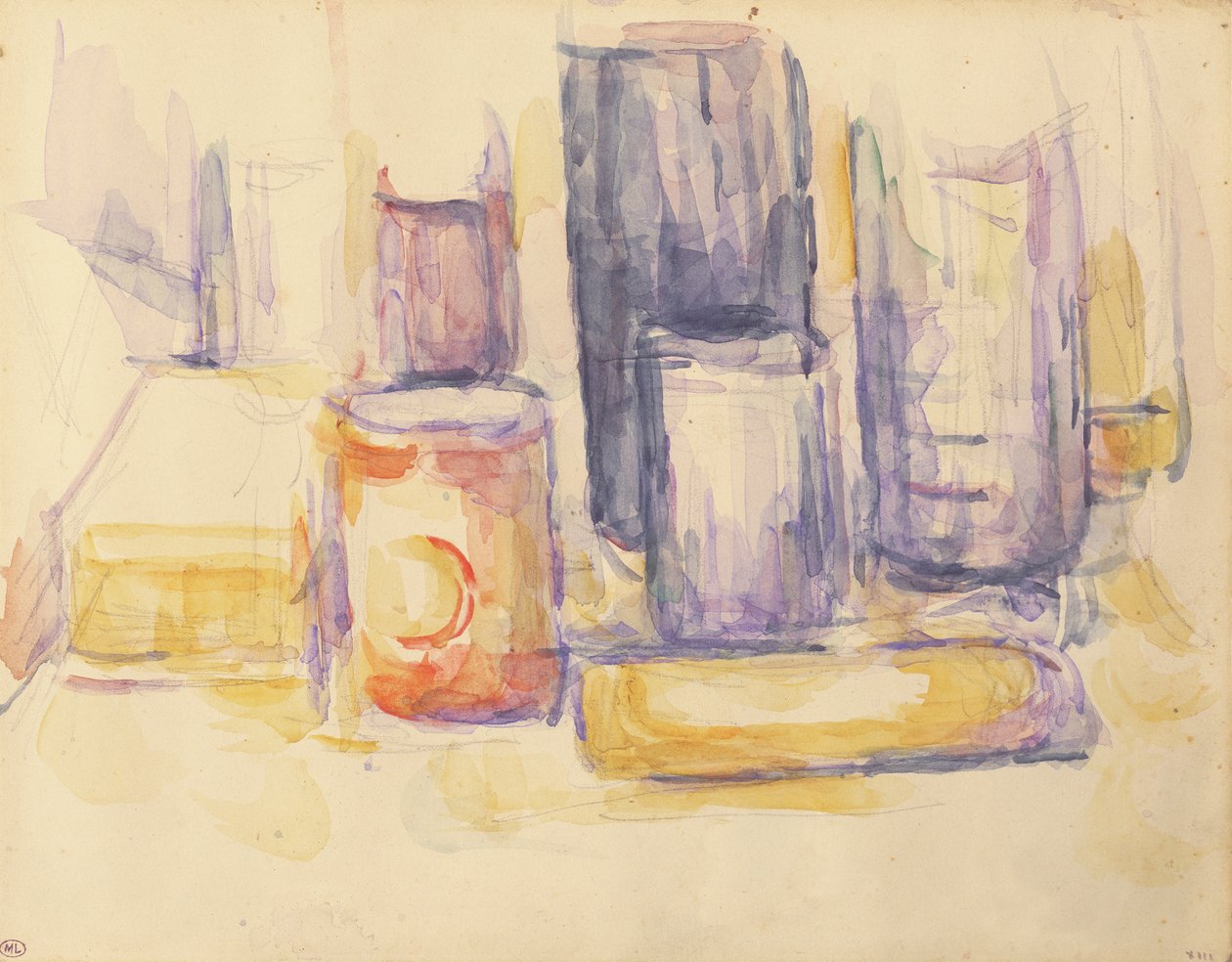 Konyhaasztal: Fazekak és palackok alkotó: Paul Cézanne