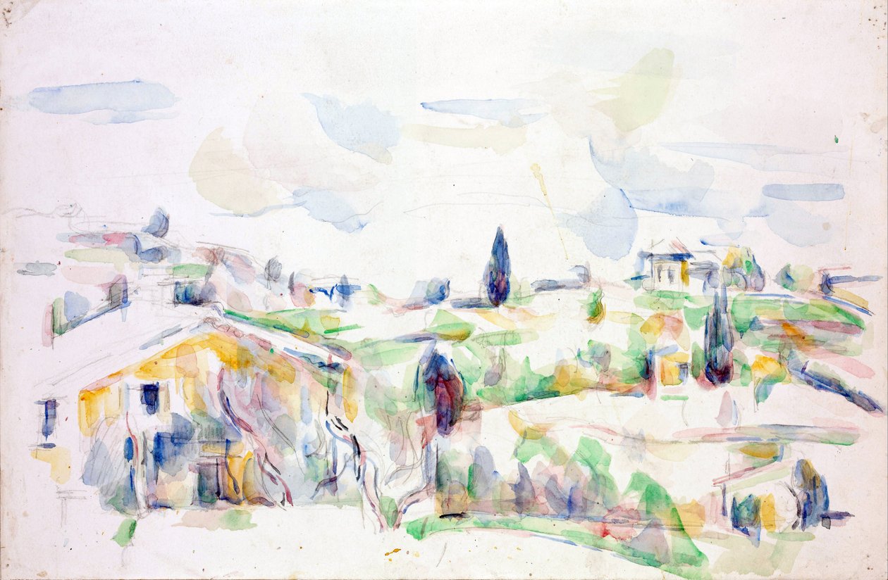 Provence-i táj - Cezanne, Paul (1839-1906) - 1895-1900 - Akvarell papíron - 31,3x47,8 cm- Szepmuveszeti Múzeum, Budapest alkotó: Paul Cézanne
