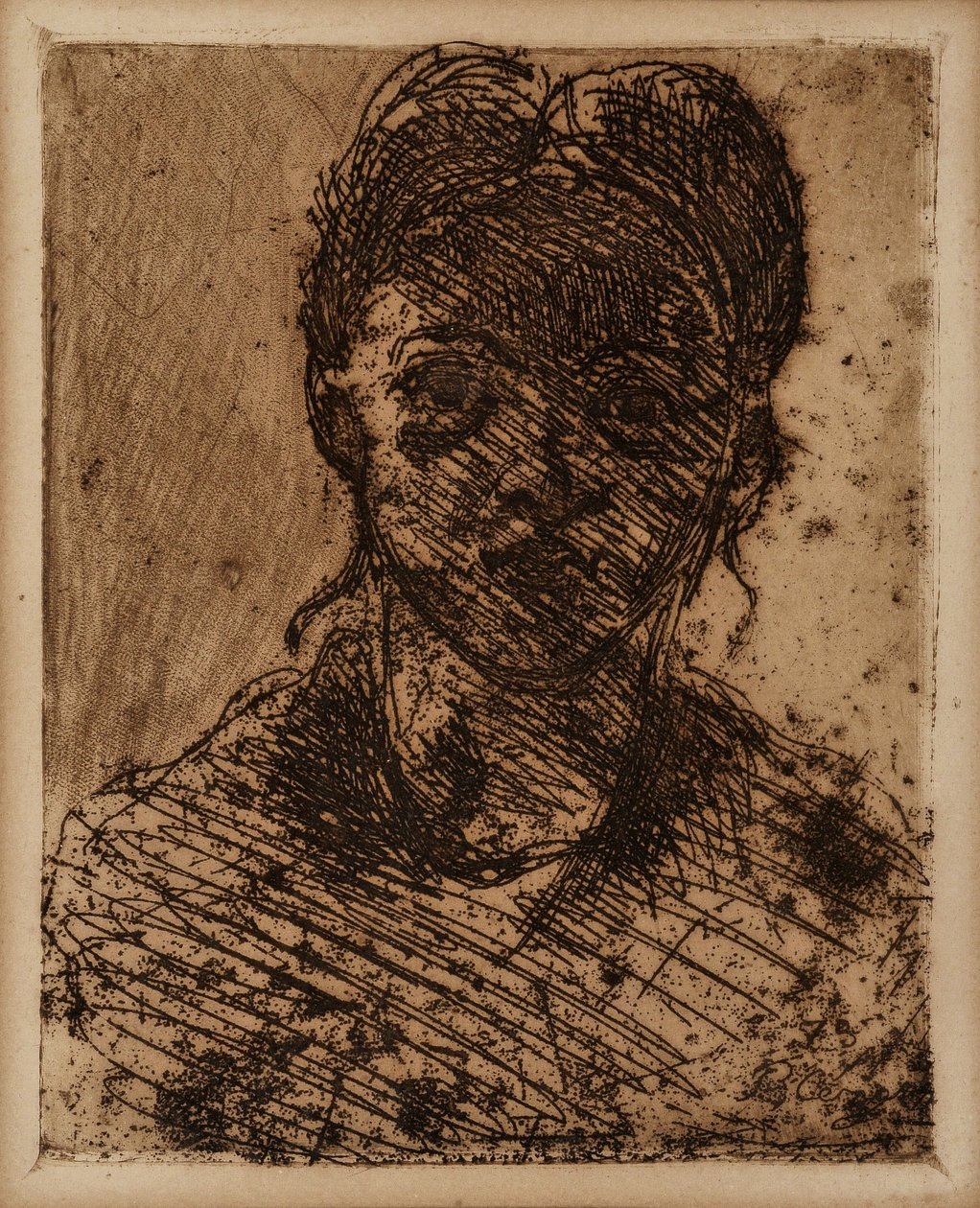 Leányfej. Paul Cezanne (1839-1906) metszete. Rézkarc. Mérete: 32,5x25 cm. Musee Granet, Aix En Provence. alkotó: Paul Cézanne