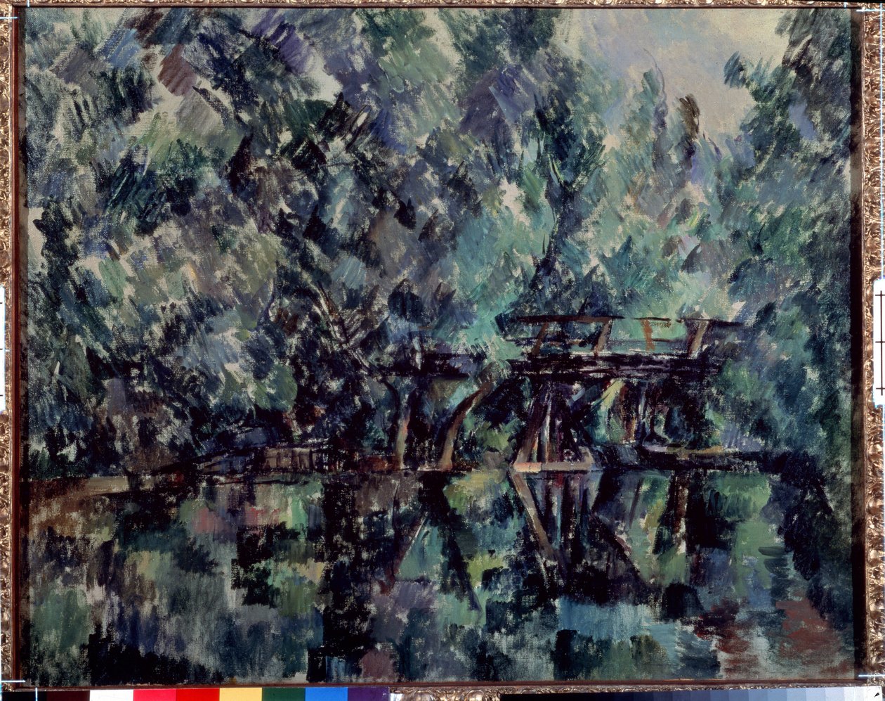 Híd a tó felett. Paul Cezanne (1839-1906) festménye, 1898 körül. Olaj, vászon. Mérete: 64x79 cm. Impresszionizmus. Puskin Múzeum, Moszkva alkotó: Paul Cézanne