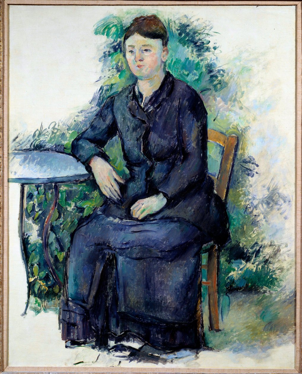 Madame Cezanne portréja egy kerti festményen, Paul Cezanne (1839-1906) 19. századi nap. 0,63x0,8 m Párizs, Musee de l