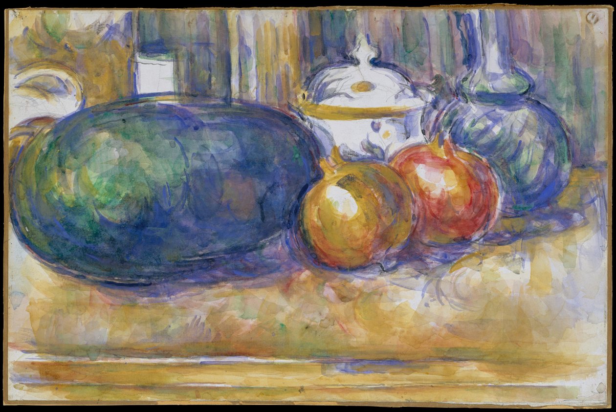 Csendélet görögdinnyével és gránátalmával 1900–2006 (grafittal, fektetett papíron) alkotó: Paul Cézanne