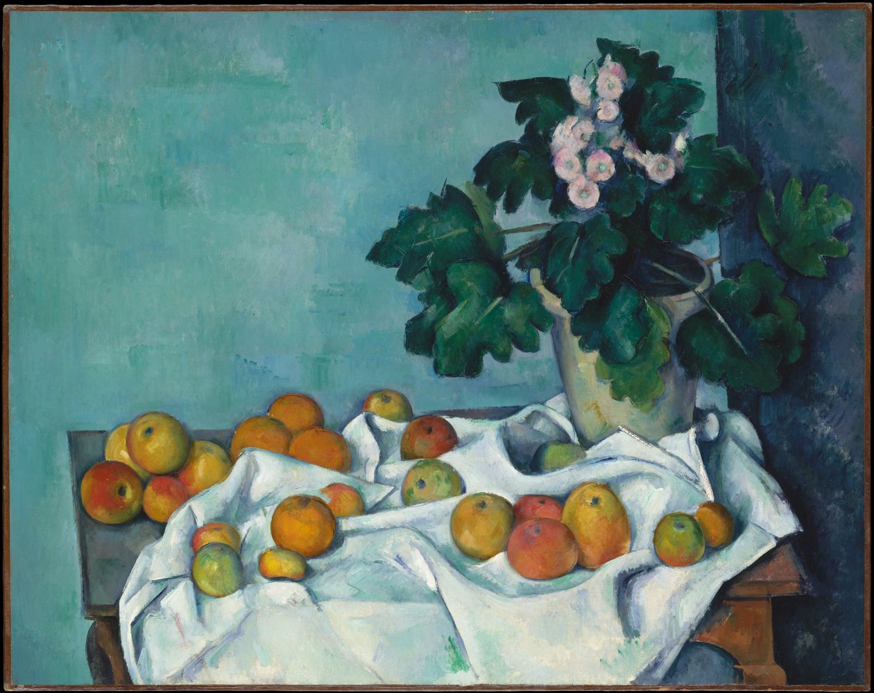 Csendélet almákkal és egy cserép kankalinnal alkotó: Paul Cézanne